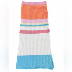 MABLE Pastel Rainbow Crochet Knit Maxi Skirt | Open Weave | Size Small